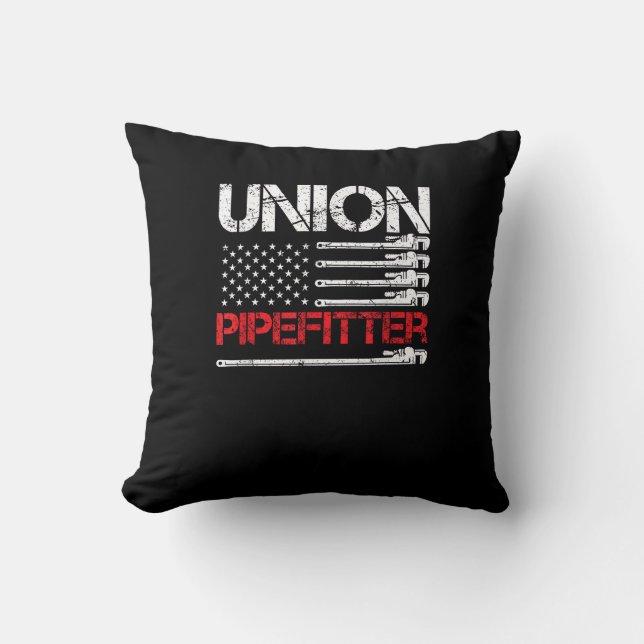Union Pipefitter Union Strong USA Amerikaanse Vlag Kussen (Voorkant)