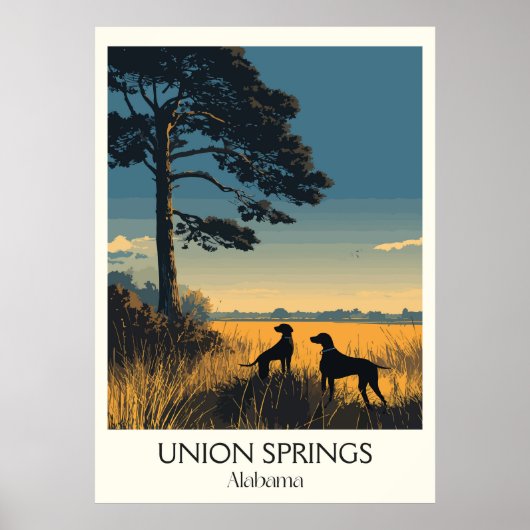 Union Springs Alabama Dogs Sunset Poster (Voorkant)