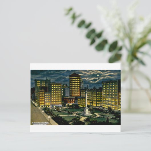 Union Square by Night, San Francisco, Cal. ~ 1910 Briefkaart (Staand voorkant)