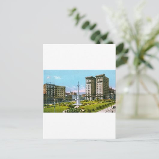 Union Square en St. Francis Hotel Briefkaart (Staand voorkant)