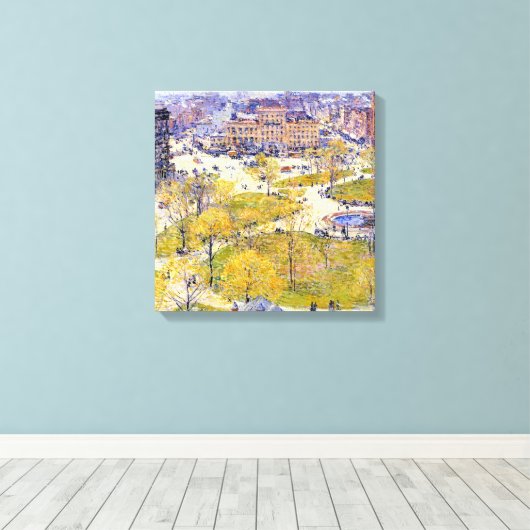 Union Square in Spring door Frederick Childe Hassa Canvas Afdruk (Insitu (Houten vloer))