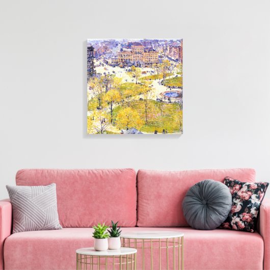 Union Square in Spring door Frederick Childe Hassa Canvas Afdruk (Insitu (Woonkamer))