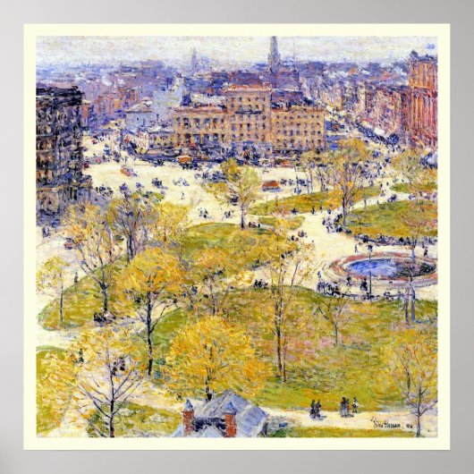 Union Square in Spring door Frederick Childe Hassa Poster (Voorkant)