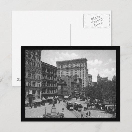 Union Square, New York City, 1906, Trolly, Lincoln Briefkaart (Voorkant / Achterkant)