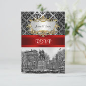 Union Square NYC Black Damask 211 RSVP 2 Kaartje (Staand voorkant)