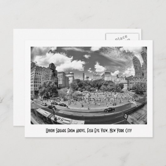Union Square NYC van boven, B&W, Fish Eye Uitzicht Briefkaart (Voorkant / Achterkant)