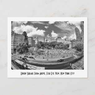 Union Square NYC van boven, B&W, Fish Eye Uitzicht Briefkaart