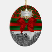 Union Square Park Winter NYC Xmas Damask #2R Keramisch Ornament (Rechts)