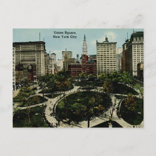 Union Square, Vintage van New York Briefkaart (Voorkant)