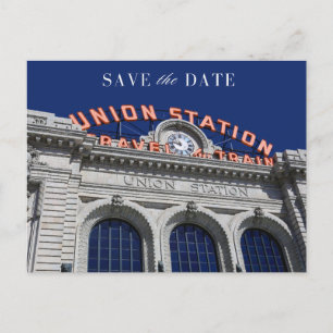 Union Station Chicago Wedding Bewaar de datum Aankondigingskaart