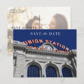 Union Station Chicago Wedding Bewaar de datum Aankondigingskaart (Voorkant / Achterkant)