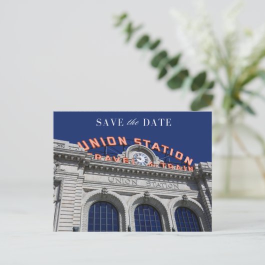 Union Station Chicago Wedding Bewaar de datum Aankondigingskaart (Staand voorkant)