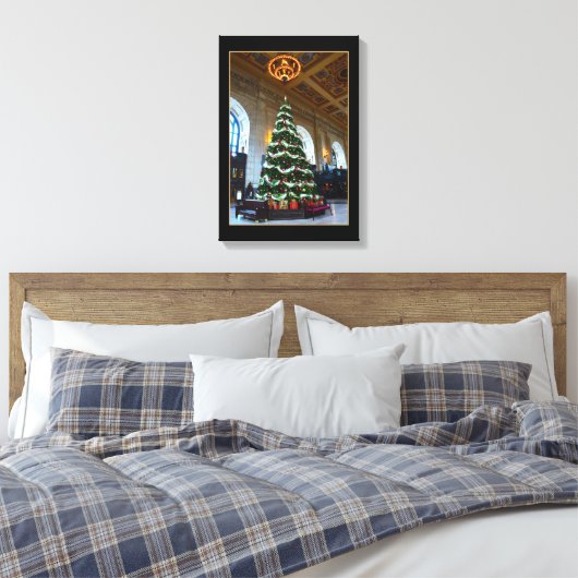 Union Station Christmas Tree, Kansas City Canvas Afdruk (Insitu (Slaapkamer))