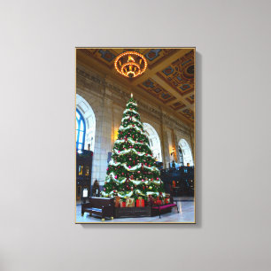 Union Station Christmas Tree, Kansas City Canvas Afdruk