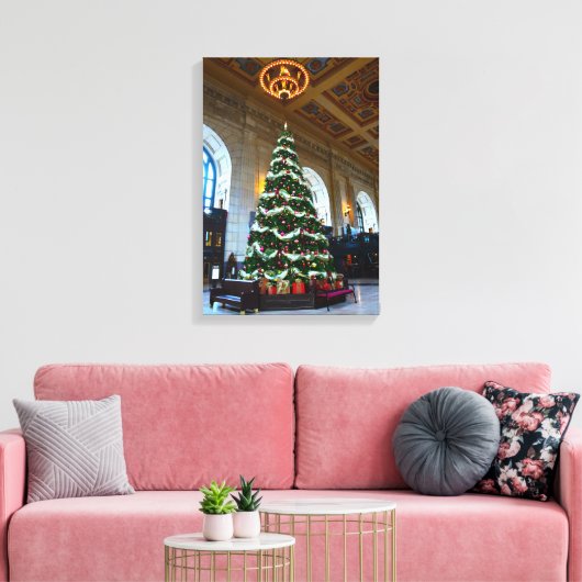 Union Station Christmas Tree, Kansas City Canvas Afdruk (Insitu (Woonkamer))