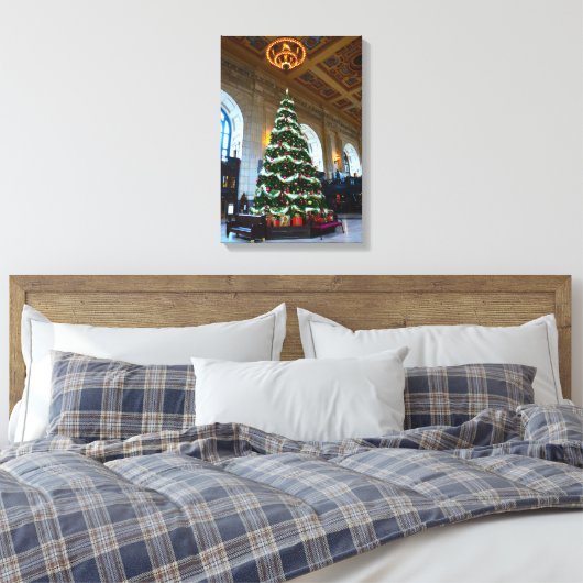 Union Station Christmas Tree, Kansas City Canvas Afdruk (Insitu (Slaapkamer))