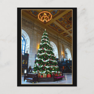 Union Station kerstboom, Kansas City Missouri Feestdagenkaart