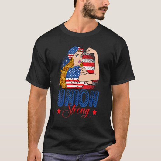 Union Strong American Flag Labor Day Patriotic Wom T-shirt (Voorkant)