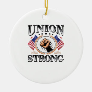Union Strong American Flag Labor Day viraal Keramisch Ornament
