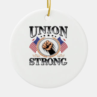 Union Strong American Flag Labor Day viraal Keramisch Ornament