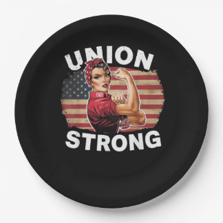 Union Strong - Dag van de Arbeid Messy Bun Vlag va Papieren Bordje