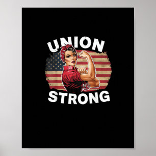 Union Strong - Dag van de Arbeid Messy Bun Vlag va Poster
