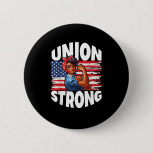 Union Strong Happy Labor Day Amerikaanse vlag deco Ronde Button 5,7 Cm