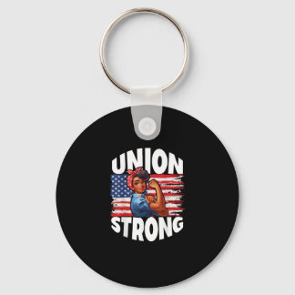 Union Strong Happy Labor Day Amerikaanse vlag deco Sleutelhanger