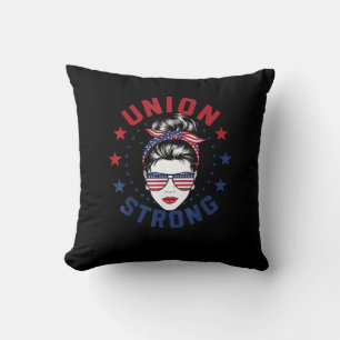 Union Strong Labor Day Messy Bun Vlag van de VS Kussen