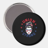 Union Strong Labor Day Messy Bun Vlag van de VS Magneet (Voorkant / Achterkant)