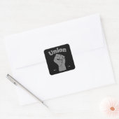 Union Strong Worker Fist Minimal Design Vierkante Sticker (Envelop)