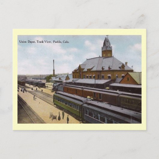 Union Train Depot, Pueblo, Vintage van Colorado Briefkaart (Voorkant)