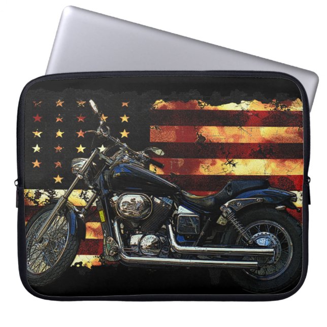 Union Vlag, Burgeroorlog, Motorfiets, Varken Laptop Sleeve (Voorkant)