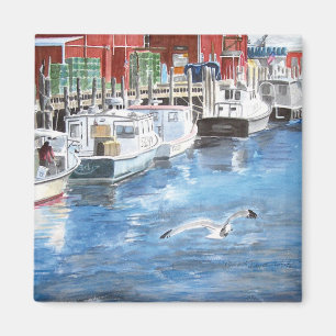 Union Wharf Portland, Maine Aquarel Magneet