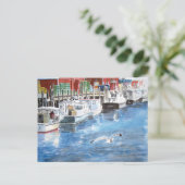 Union Wharf Portland, Maine Waterverf Briefkaart (Staand voorkant)