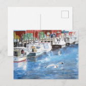 Union Wharf Portland, Maine Waterverf Briefkaart (Voorkant / Achterkant)