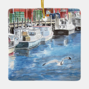 Union Wharf Portland, Maine Waterverf Keramisch Ornament