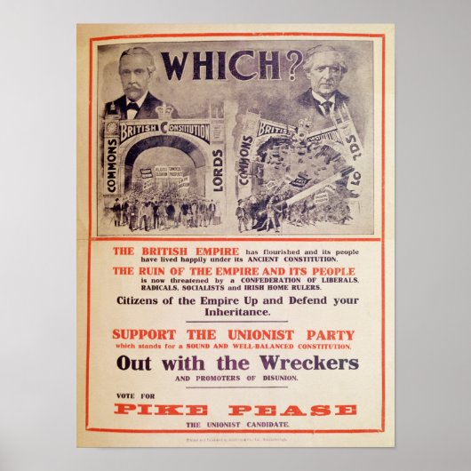 Unionistisch Poster van de Partij van de Britten (Voorkant)