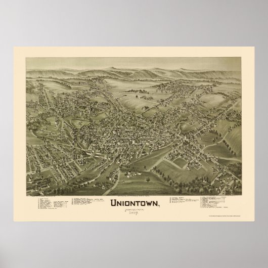 Uniontown, PA Panoramic Map - 1897 Poster (Voorkant)