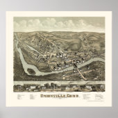 Unionville, CT Panoramic Map - 1878 Poster (Voorkant)