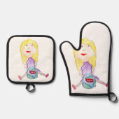 Uniqe design apron ovenwant & pannenlap set (Voorkant)