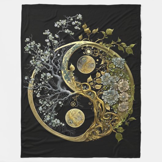 Uniqie Intricate Modern Design Yin en Yang Fleece Deken (Voorkant)
