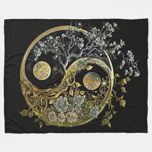 Uniqie Intricate Modern Design Yin en Yang Fleece Deken (Voorkant (Horizontaal))