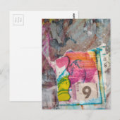  unique abstract mixed media collage Bird 9 Briefkaart (Voorkant / Achterkant)