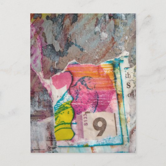  unique abstract mixed media collage Bird 9 Briefkaart (Voorkant)