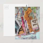  unique abstract mixed media collage Time 14 Briefkaart (Voorkant / Achterkant)