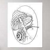 Unique Adult Coloring Poster - Snail & Mushroom (Voorkant)
