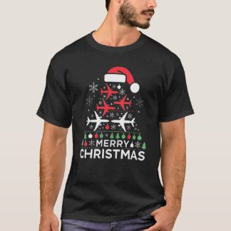 Unique Airplane Christmasree Design for Aviation E T-shirt
