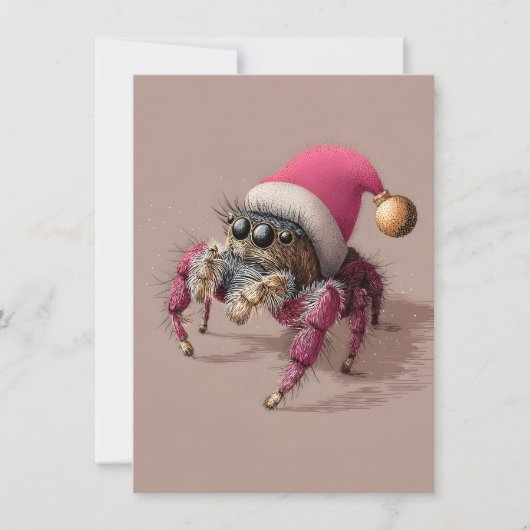 Unique and Unusual Christmas Cards jumping spider Feestdagenkaart (Voorkant)
