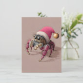 Unique and Unusual Christmas Cards jumping spider Feestdagenkaart (Staand voorkant)